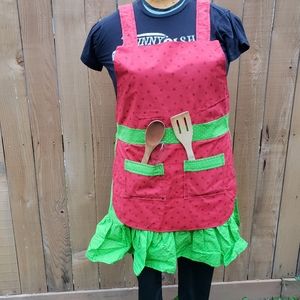 Wateemelon Print Handmade Kitchen Art Ruffle Apron